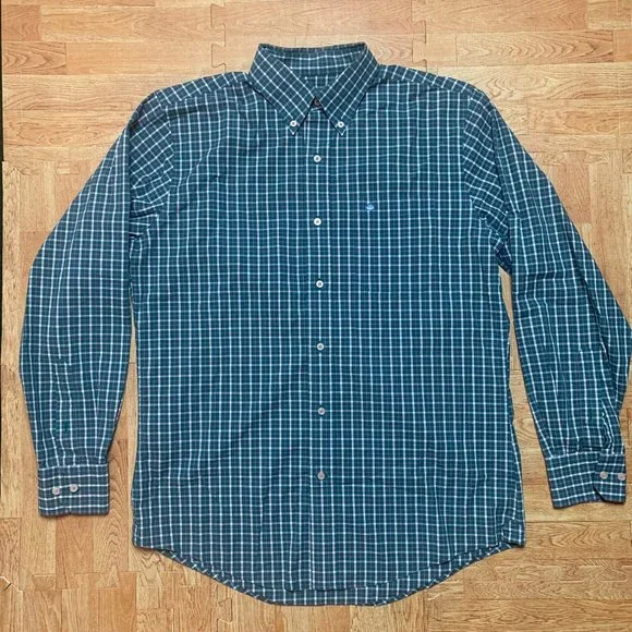 Southern Tide Shirt Green Mens Medium Plaid/Check Long Sleeve Button Down - Picture 1 of 14